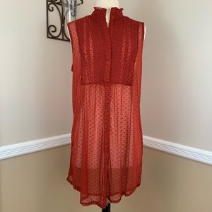 Vanessa Virginia Luella Smocked Turtleneck Top Red